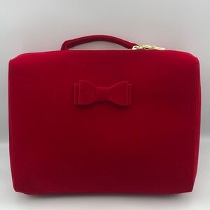 Estee Lauder Red Velvet Case with Gold Zippers
